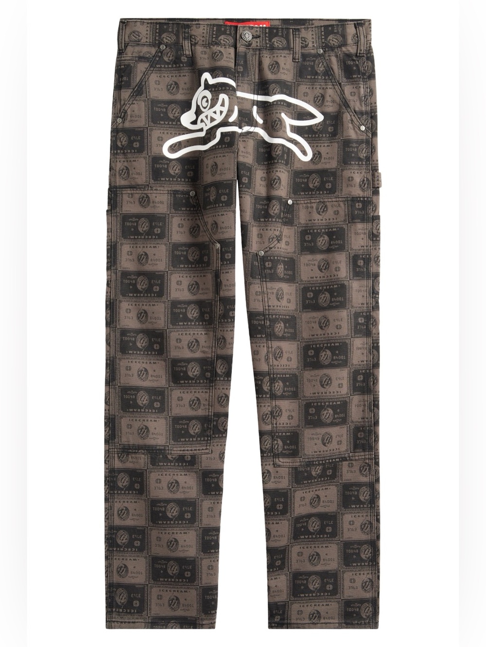 Icecream Brown Graphic Cargo Pants with White Fox Motif